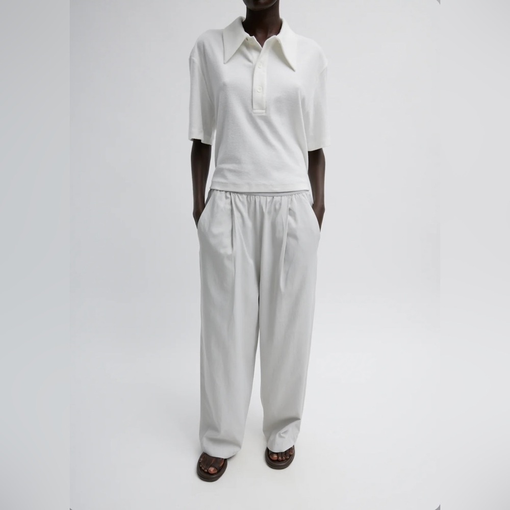 Tibi Dry Loop Terry Easy Polo in White Size Small